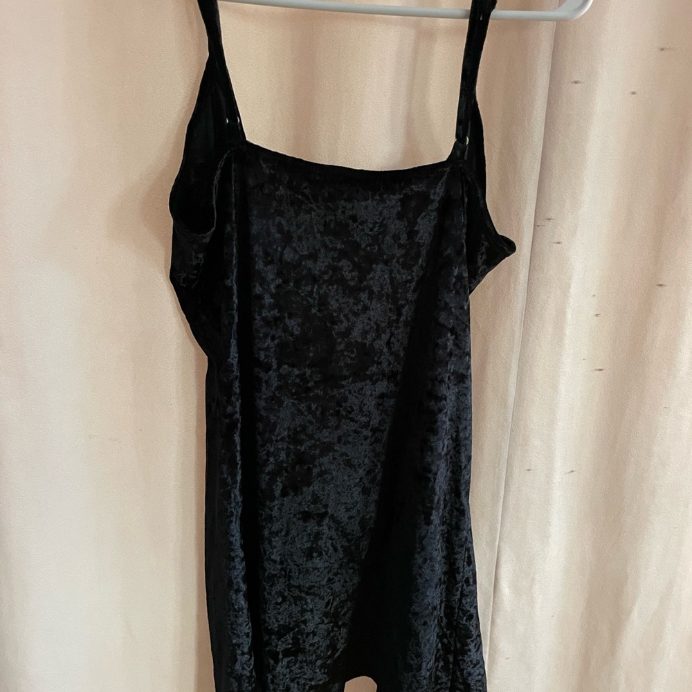 Wishlist Black Velour Spaghetti Strap Mini Dress